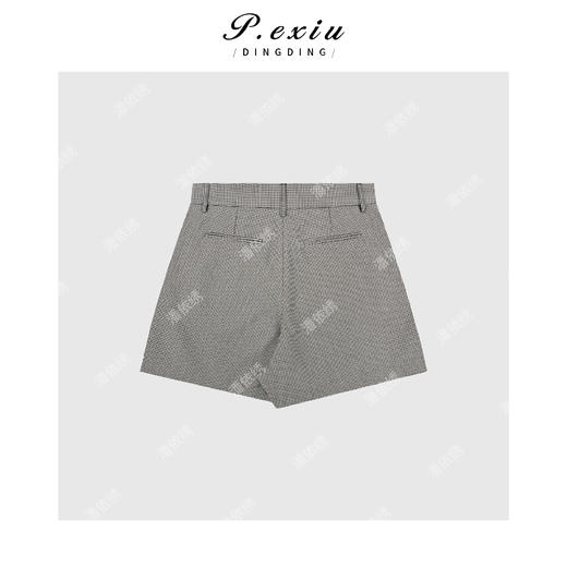 PanYiXiu/潘依绣 经典复古格纹简约通勤褶皱休闲短裤M8841 商品图2