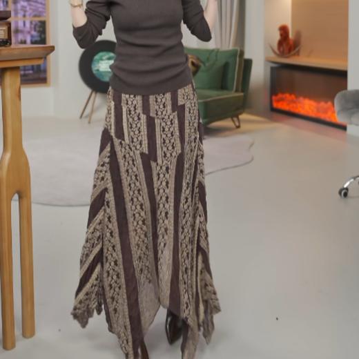 PanYiXiu/潘依绣波嬉风不规则蕾丝拼接设计感半身裙 W-63437 商品图0