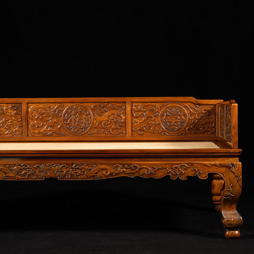 清 黄花梨螭龙纹福禄寿三围屏罗汉床 商品图2