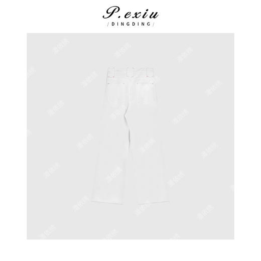 PanYiXiu/潘依绣 100%棉撞色缝线口袋设计纯色直筒牛仔裤 D6612 商品图2
