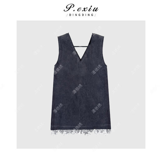 PanYiXiu/潘依绣【乌云摩卡】100%亚麻拼接蕾丝V领无袖背心W-62877 商品图1