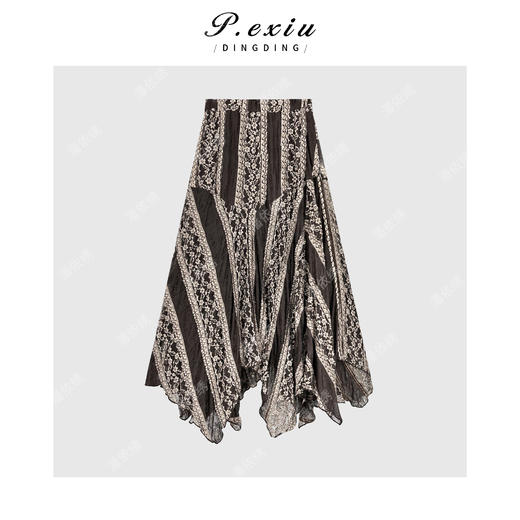 PanYiXiu/潘依绣波嬉风不规则蕾丝拼接设计感半身裙 W-63437 商品图3