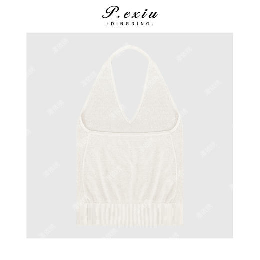 PanYiXiu/潘依绣亚麻细腻轻柔V领叠穿针织挂脖背心 ZZ0792 商品图2