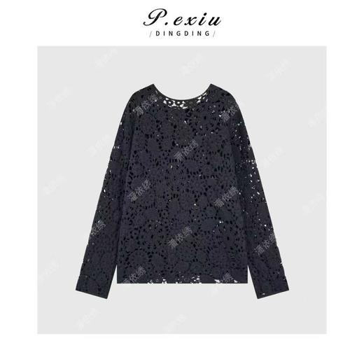PanYiXiu/潘依绣【微醺氛围】重工勾花镂空氛围圆领长袖针织W-63330 商品图2