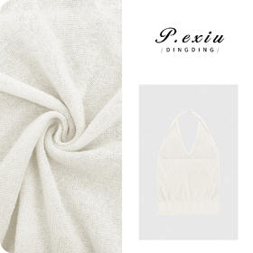 PanYiXiu/潘依绣亚麻细腻轻柔V领叠穿针织挂脖背心 ZZ0792