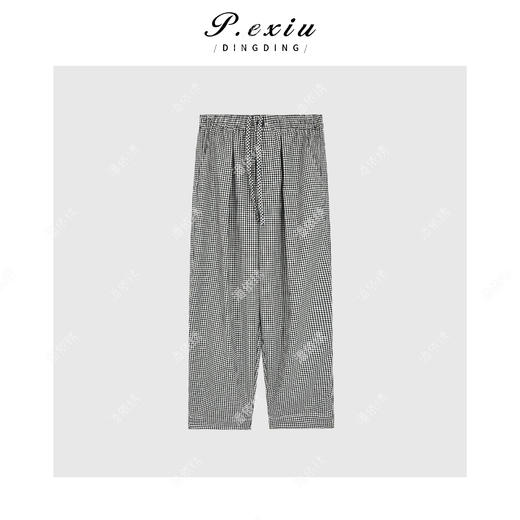 PanYiXiu/潘依绣 【轻氧松弛裤】人丝复古港风格纹九分休闲裤 W-62907 商品图1