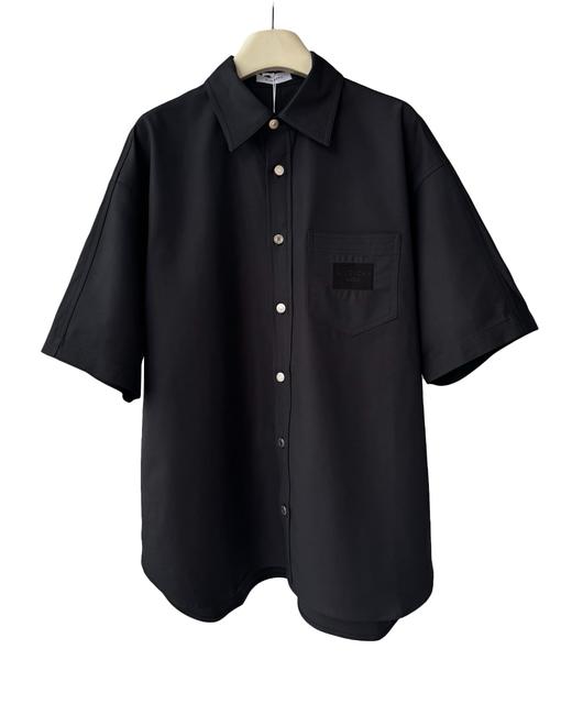 男款宽松刺绣短袖衬衫he 商品图0