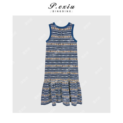 PanYiXiu/潘依绣100%棉复古条纹格调无袖连衣裙 W-63227 商品图2