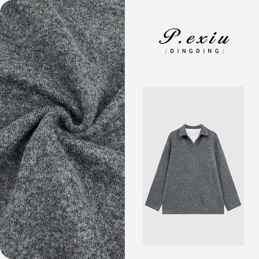 PanYiXiu/潘依绣羊毛慵懒风磨毛肌理感假两件POLO领宽松长袖卫衣H2596 商品图0