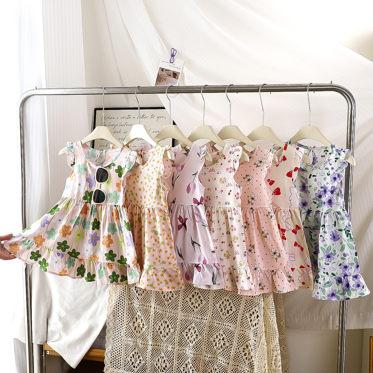 【49.9元3条】夏季薄款儿童棉绸连衣裙 女童碎花吊带连衣裙