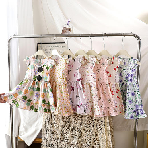 【49.9元3条】夏季薄款儿童棉绸连衣裙 女童碎花吊带连衣裙 商品图0