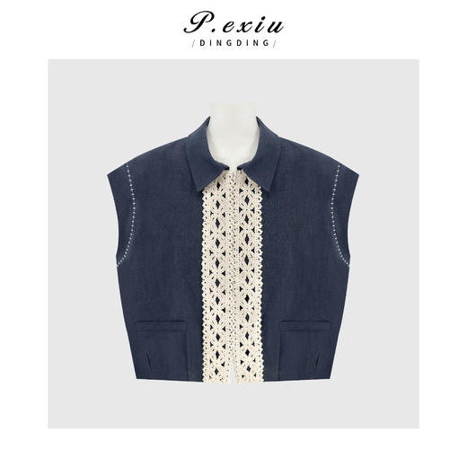 PanYiXiu/潘依绣天丝苎麻复古民族风刺绣小飞袖翻领马甲 W-63817 商品图0