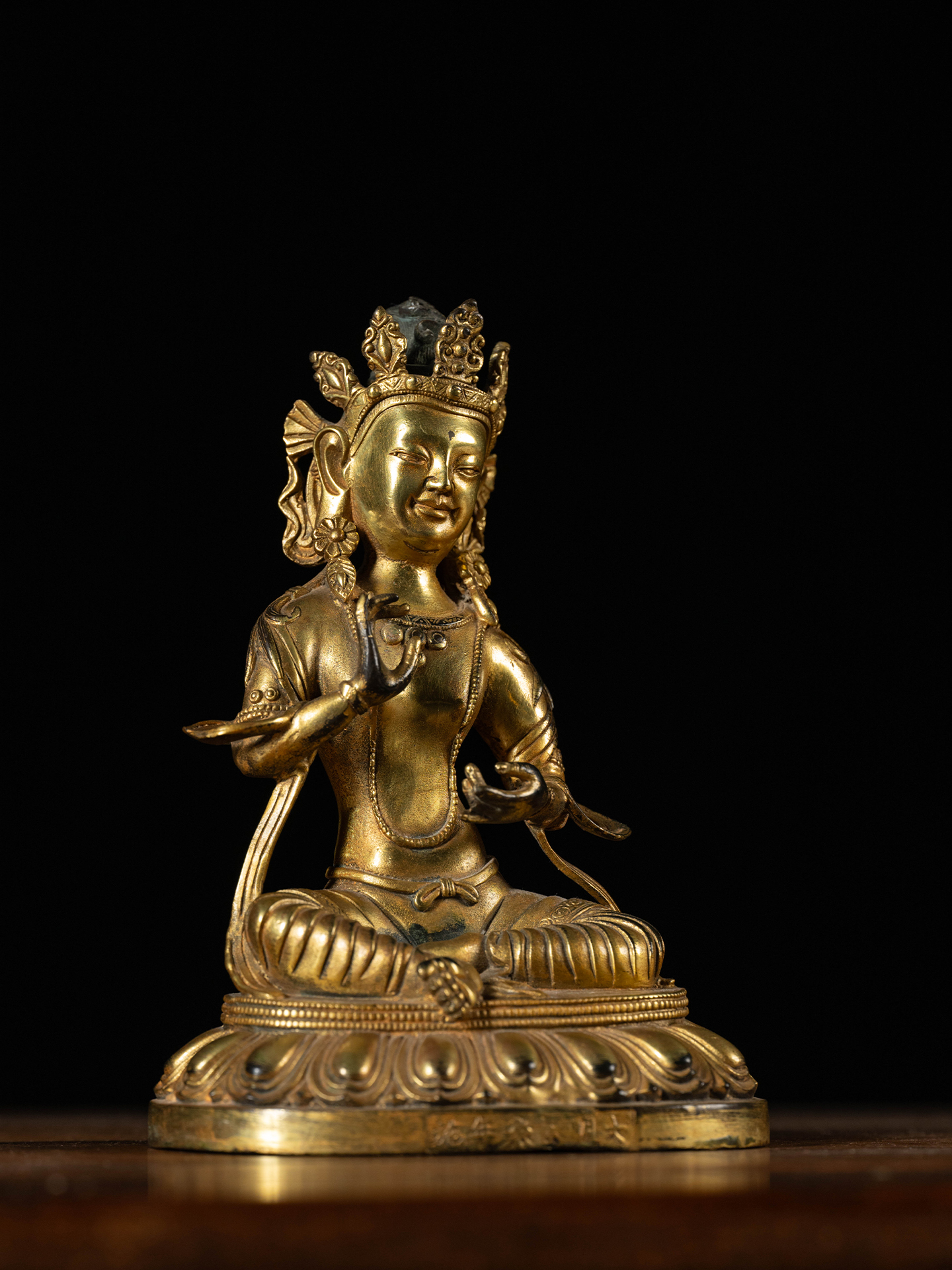 清 铜鎏金度母造像