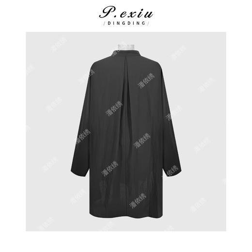PanYiXiu/潘依绣100%棉高级感纯色松弛百搭廓形显瘦立领长款衬衫 WH00561 商品图1