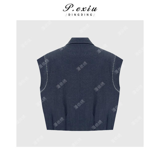 PanYiXiu/潘依绣天丝苎麻复古民族风刺绣小飞袖翻领马甲 W-63817 商品图1