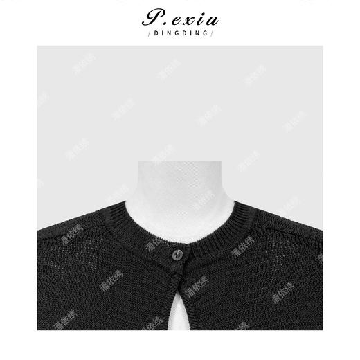 PanYiXiu/潘依绣和纸纱不规则透气舒适气质圆领短袖针织上衣 D455 商品图2