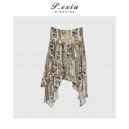 PanYiXiu/潘依绣 民族风油画感不规则半身裙Q12111 商品图1