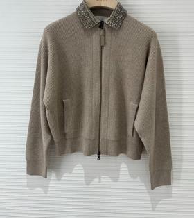 女款拉链亮片针织开衫毛衣zh006