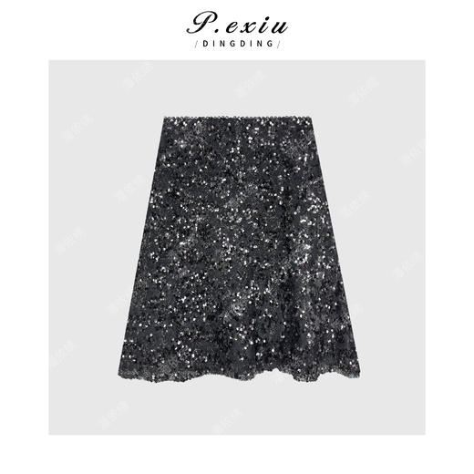 PanYiXiu/潘依绣高级感复古重工亮片气质显瘦A字半身裙 M9142 商品图2