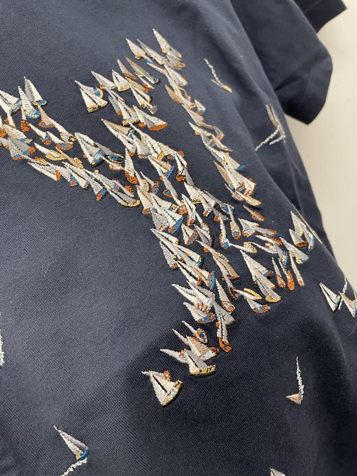 中性款刺绣帆船短袖T恤la 商品图2