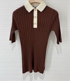 女款拼色短袖针织polo衫zo006