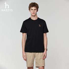 HAZZYS春夏新款基础款男士简约短袖经典小狗刺绣T恤