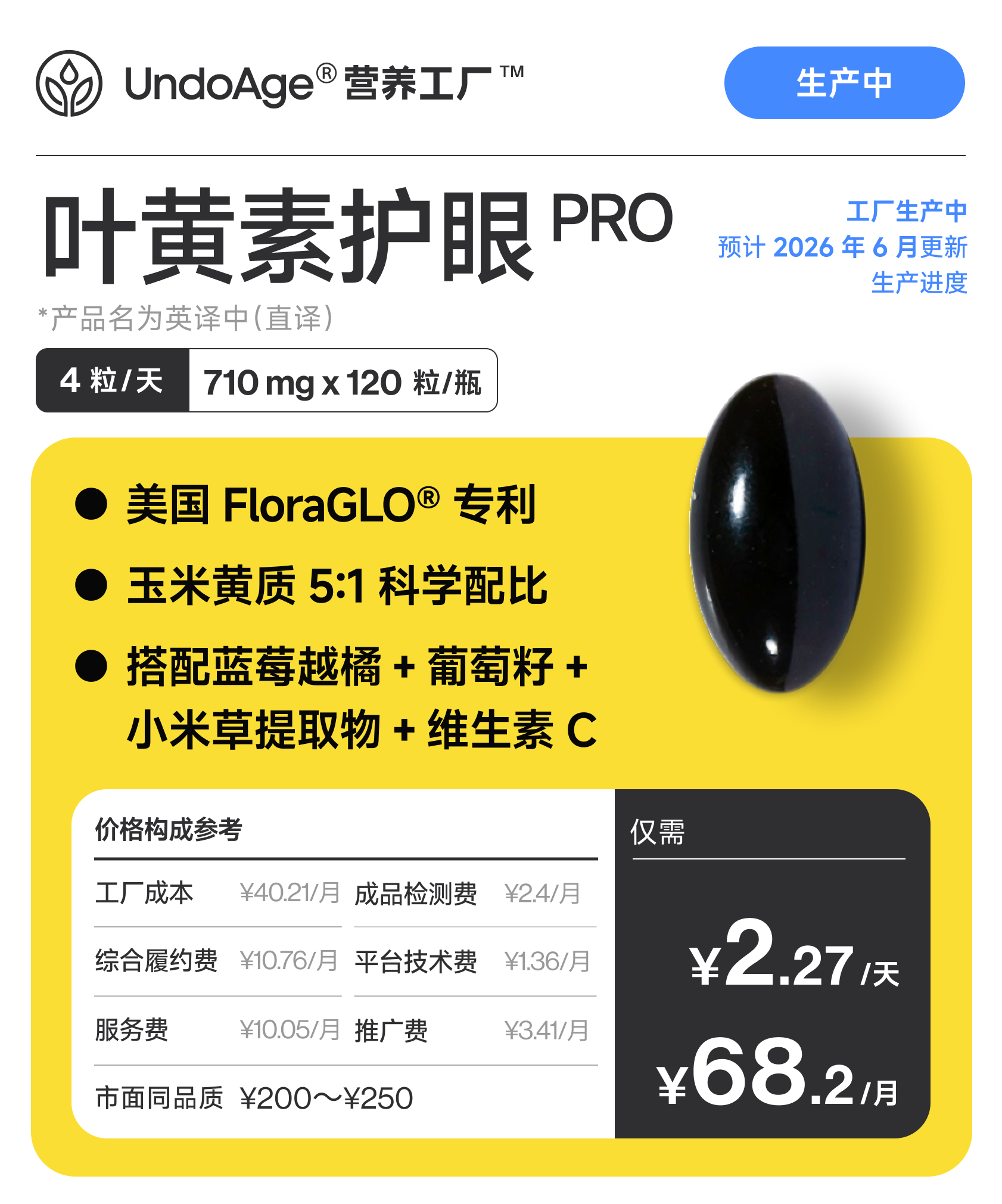 叶黄素护眼 Pro｜美国 FloraGLO® 专利 *产品名为英译中直译【生产中】