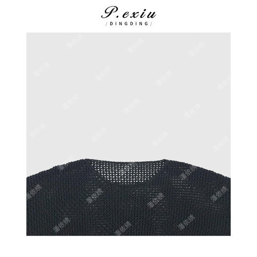 PanYiXiu/潘依绣100%棉设计感慵懒风镂空叠穿显瘦圆领长袖针织上衣 L2832 商品图2