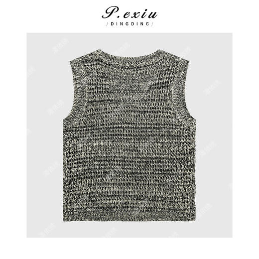 PanYiXiu/潘依绣【轻氧呼吸】天-丝花纱粗针无袖U领针织马甲 L2591 商品图2