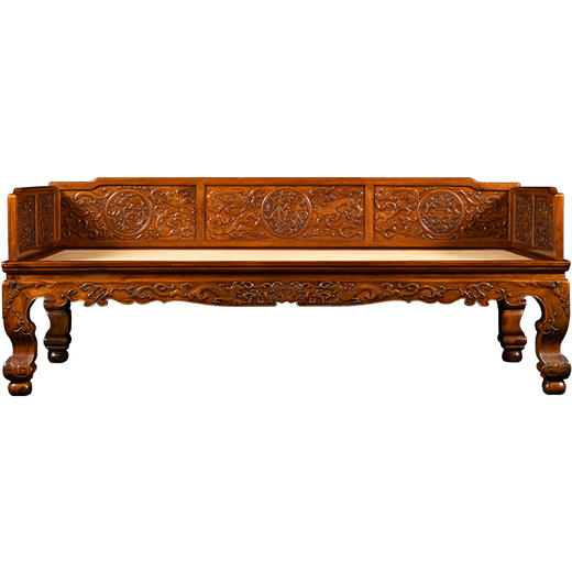 清 黄花梨螭龙纹福禄寿三围屏罗汉床 商品图5