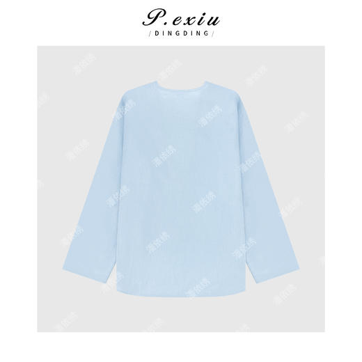 PanYiXiu/潘依绣100%亚麻极简风深V领叠穿高级感长袖衬衫 W-63631 商品图2