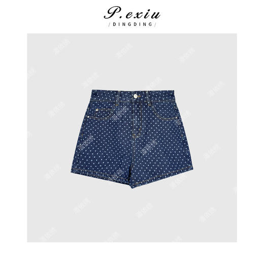 PanYiXiu/潘依绣【立夏】韩系复古波点通勤百搭牛仔短裤 D6336 商品图0