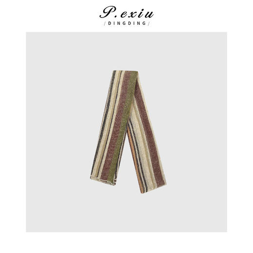 PanYiXiu/潘依绣100%亚麻轻薄条纹印花三角丝巾 SJ2560 商品图1