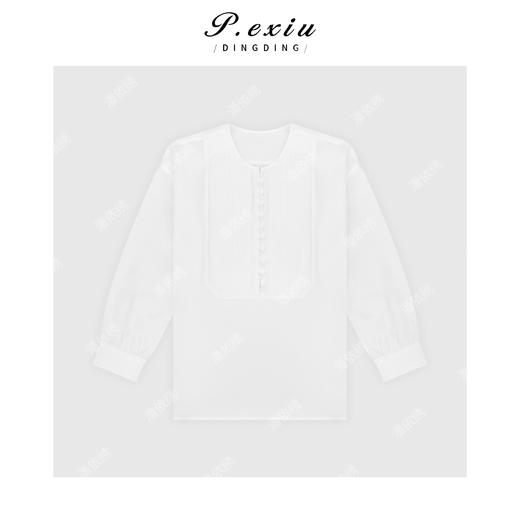 PanYiXiu/潘依绣【白风铃】100%棉风琴褶肌理感盘扣衬衫M8138 商品图1