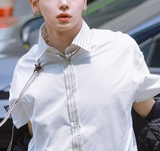 男款两面穿纯棉条纹宽松短袖衬衫ba016 商品图6