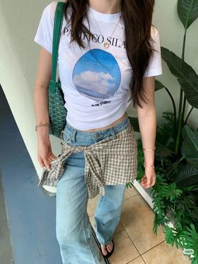 Ace  质感数码直喷印花蓝天白云印花T恤