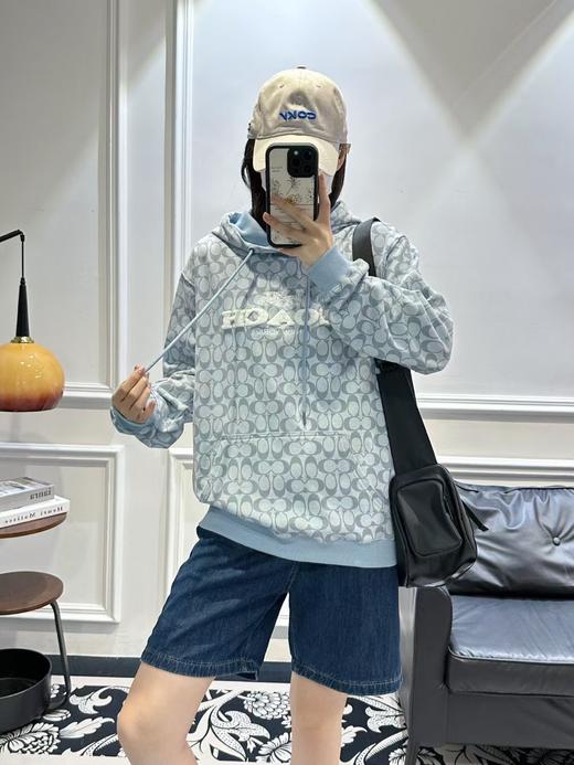 天蓝色老花连帽卫衣，男女同款 商品图4