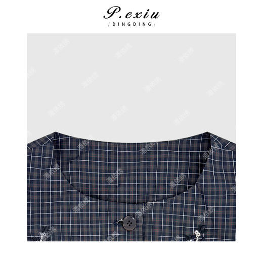 PanYiXiu/潘依绣100%棉小众撞色格纹钉珠刺绣圆领无袖马甲W-63657 商品图3