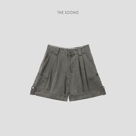 THESOONG|日系复古重酵石磨洗水高密纯棉收腰阔腿工装短裤8958