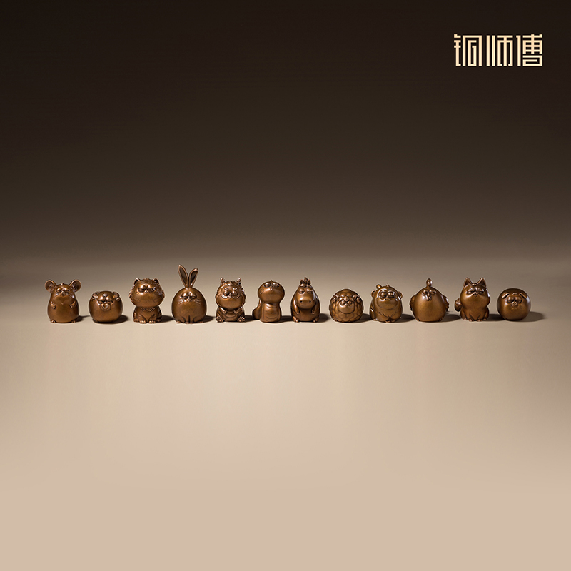 铜师傅《傲娇十二生肖》桌面创意生肖吉祥物紫铜摆件 家居装饰品