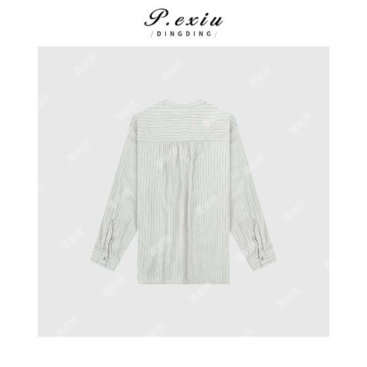 PanYiXiu/潘依绣100%棉竖条纹设计感圆领长袖衬衫 WH00295 商品图2