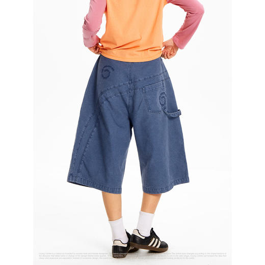 CryingCenter 水洗法工蓝7分伐木工裤 哭喊中心 商品图1