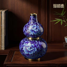 铜师傅《牡丹福禄(景泰蓝)》客厅紫铜葫芦摆件 家居装饰工艺礼品