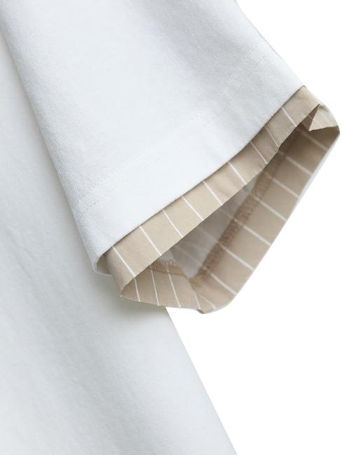 男款厚棉条纹双层袖短袖T恤ba 商品图2