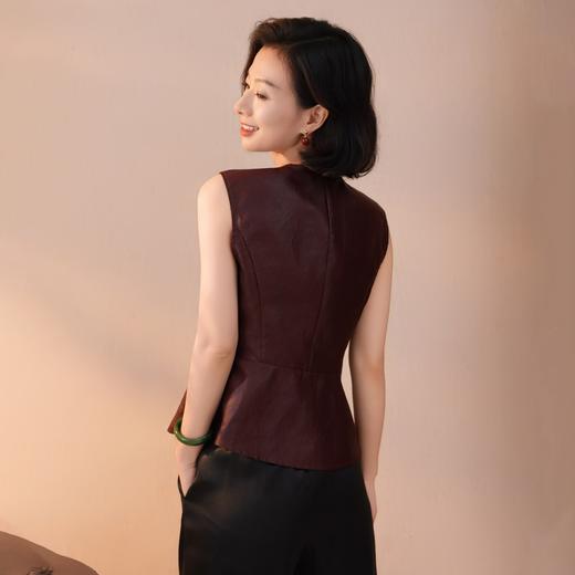 西子/琢玉27姆米桑蚕丝非遗香云纱新中式立裁收腰马甲/MJTJ1210 商品图2