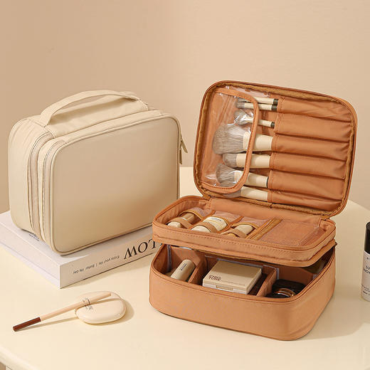 【便携手提❗超大容量】洗漱美妆工具收纳包带隔板便携牛津布时尚外出手提化妆包。xb 商品图1
