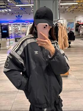 啊迪达斯春秋款三叶草JACKET男女同款运动双面穿立领风衣夹克