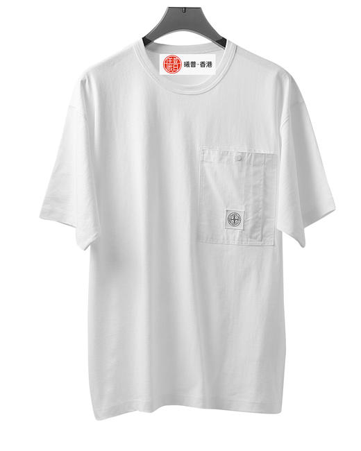 男款纯棉刺绣宽松落肩短袖T恤ba 商品图0