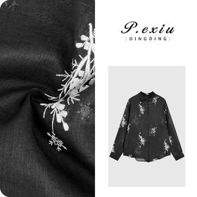 PanYiXiu/潘依绣 【竹影】100%苎麻重工刺绣国风轻奢长袖衬衫M8982