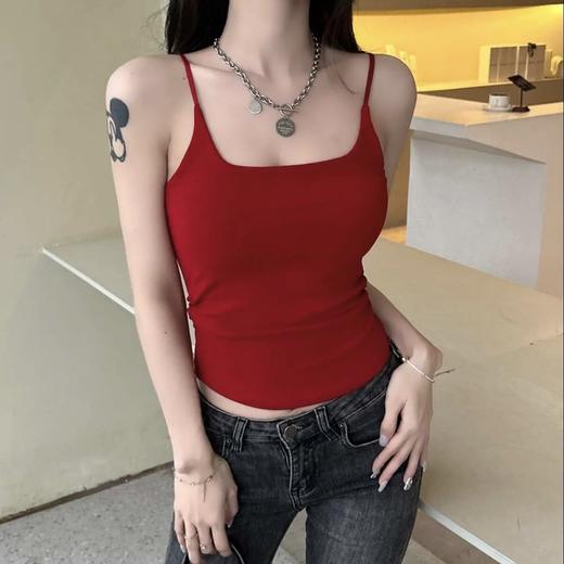 超值两件！可任选【亲肤透气❗夏季穿搭必备】多巴胺清新小吊带背心女带胸垫褶皱外穿内搭修身打底纯欲少女上衣。xb 商品图3